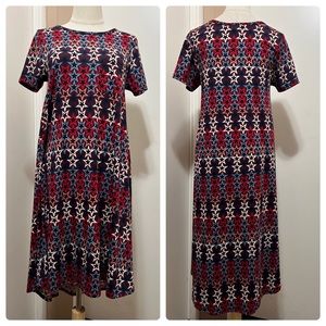 LuLaroe Carly Dress Star Print High Low Size XS Short Sleeve